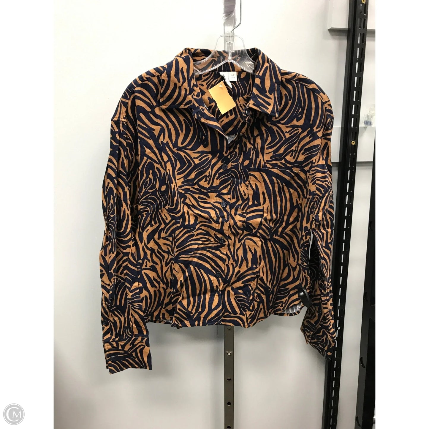 Blouse Long Sleeve By Joie In Blue & Tan, Size: L