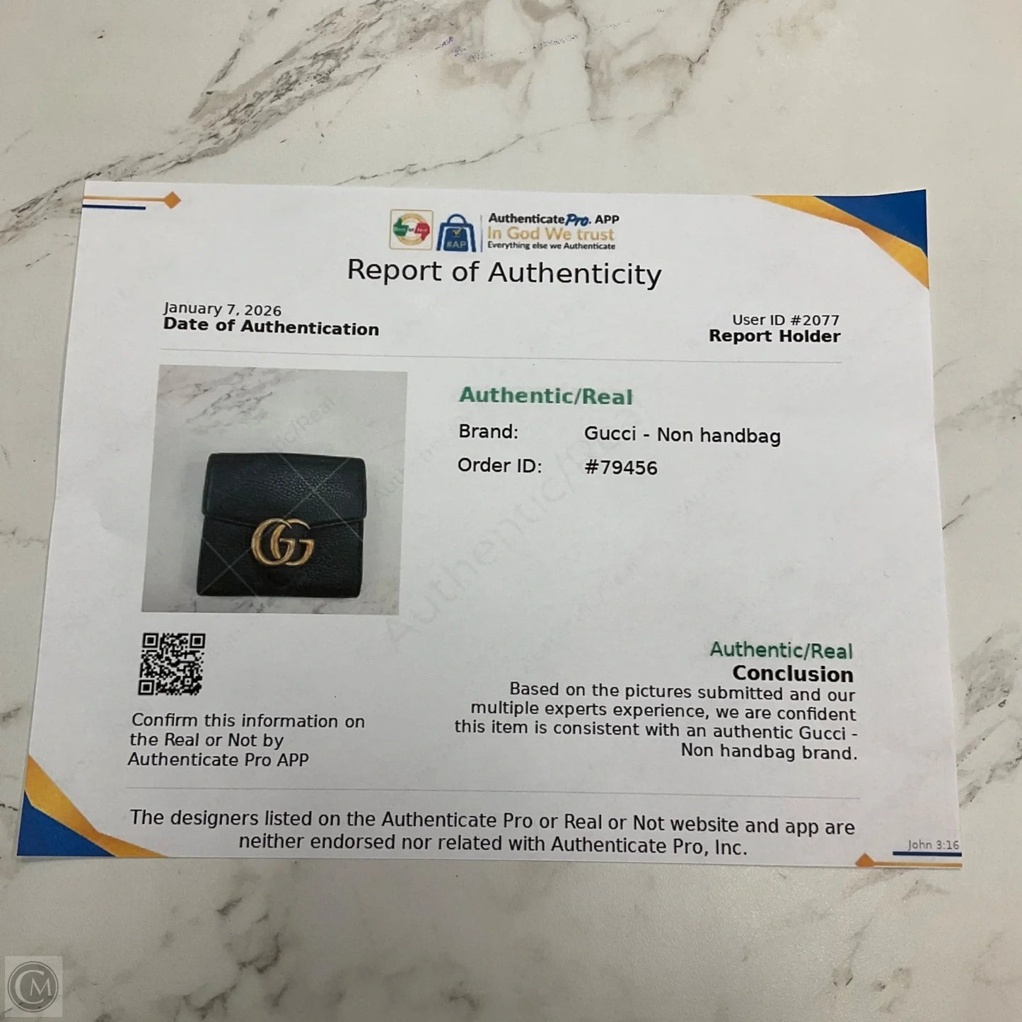 Wallet Luxury Designer By Gucci, Size: Medium