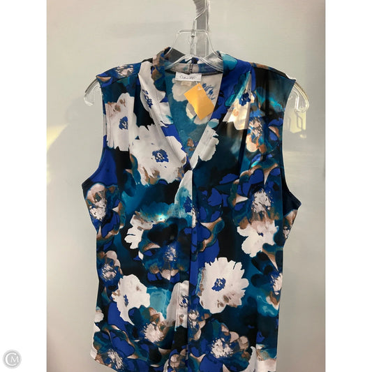 Top Sleeveless By Calvin Klein In Floral Print, Size: M