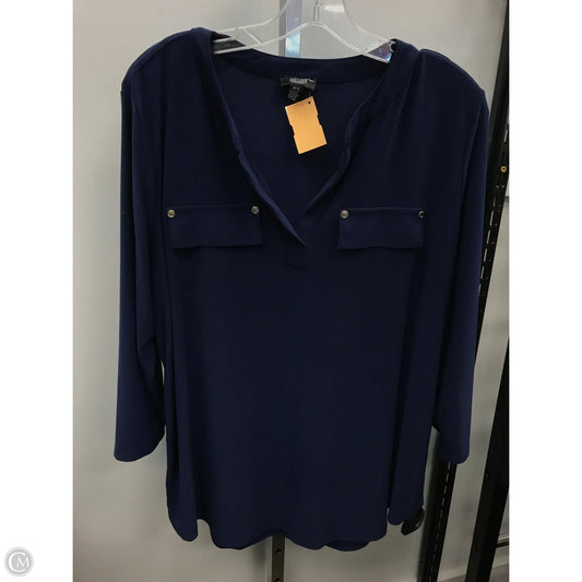 Top 3/4 Sleeve By Jones New York In Navy, Size: 2x