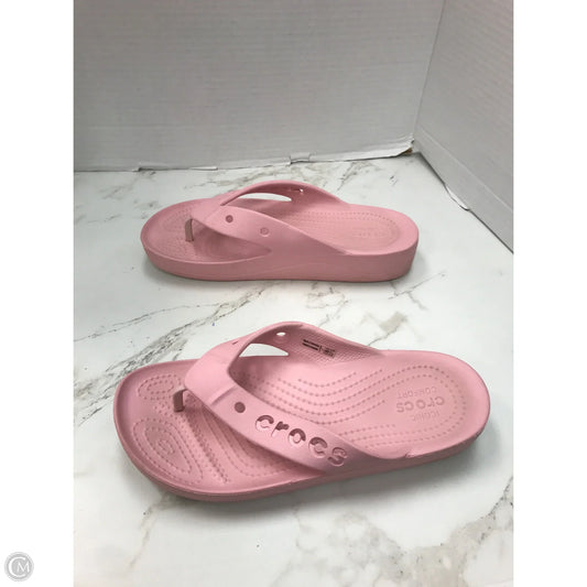 Sandals Flip Flops By Crocs In Pink, Size: 7