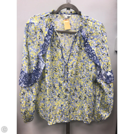 Top Long Sleeve By Zac And Rachel In Blue & Yellow, Size: L