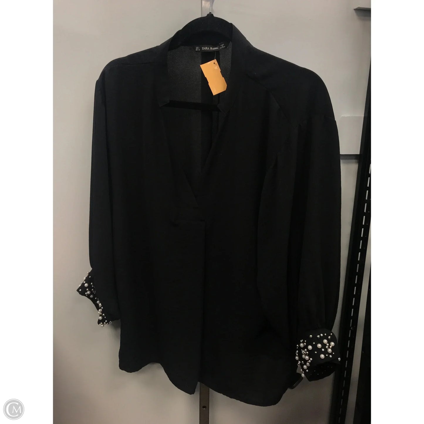 Top 3/4 Sleeve By Zara Basic In Black, Size: L