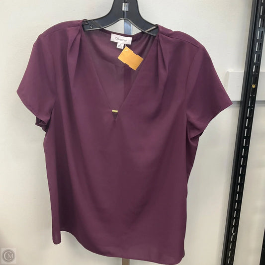 Top Short Sleeve By Calvin Klein In Purple, Size: L