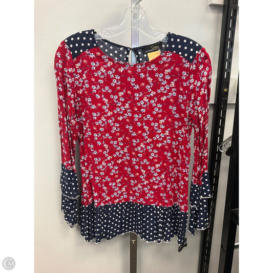 Top Long Sleeve By Suzanne Betro In Blue & Red & White, Size: S