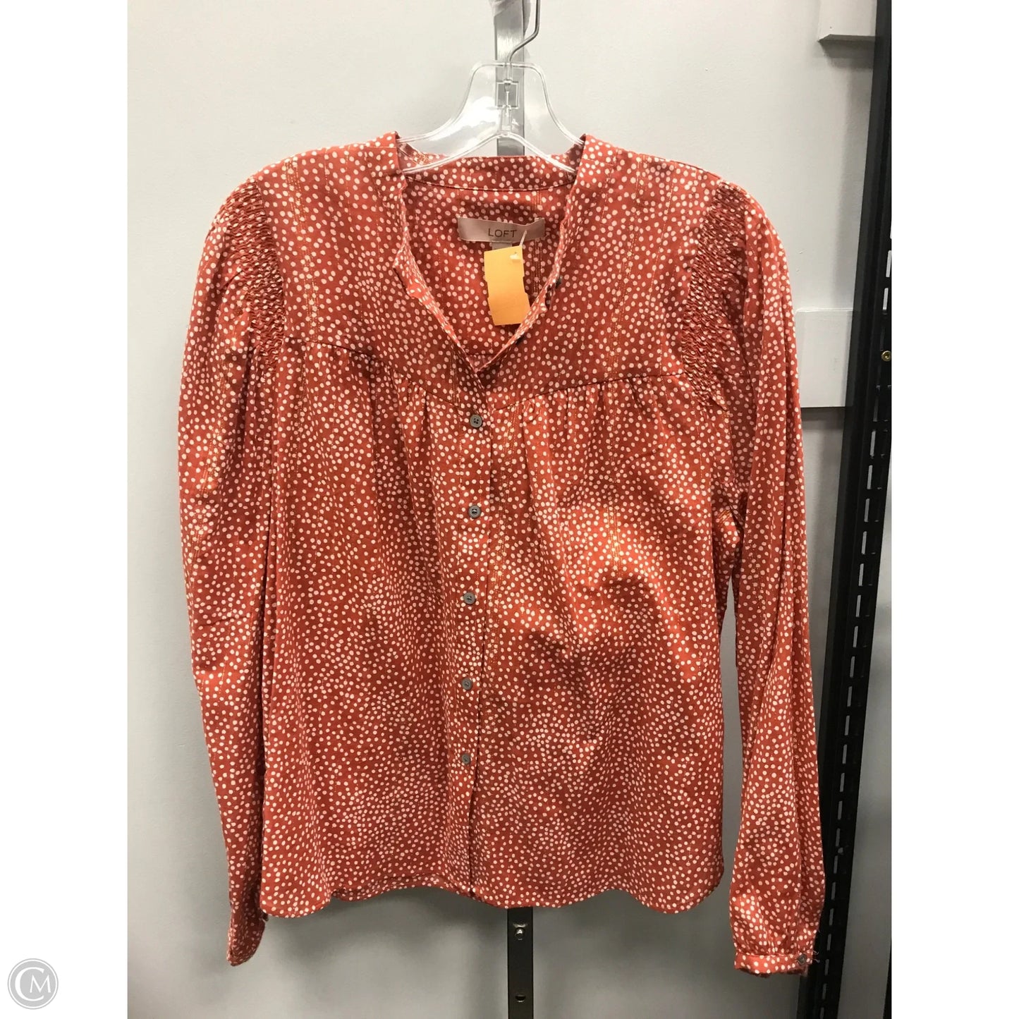 Top Long Sleeve By Loft In Polkadot Pattern, Size: M