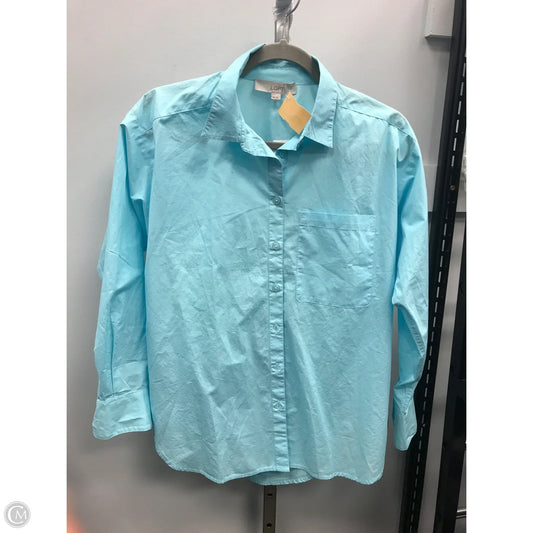 Blouse Long Sleeve By Loft In Aqua, Size: Xs