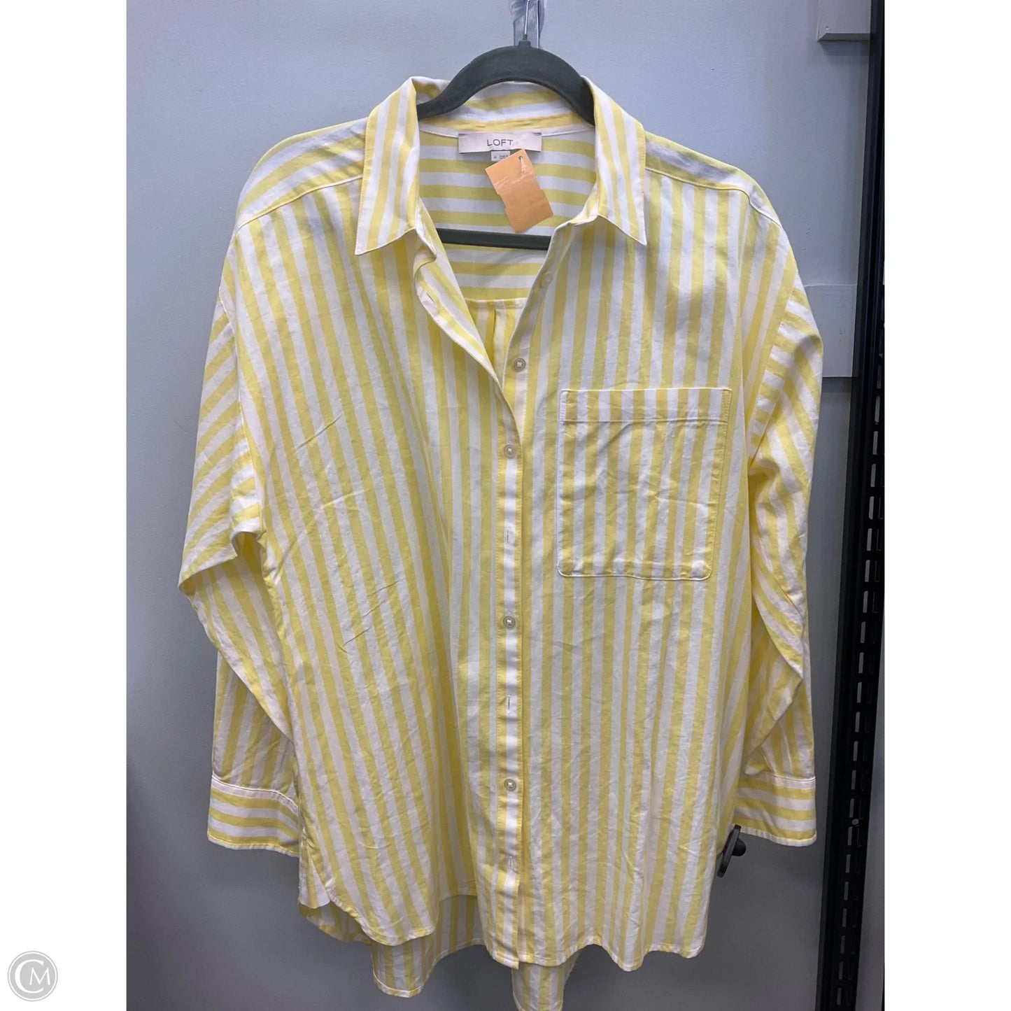 Blouse Long Sleeve By Loft In Striped Pattern, Size: M