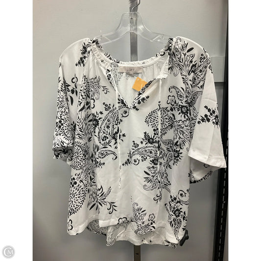 Top Short Sleeve By Loft In Black & White, Size: M
