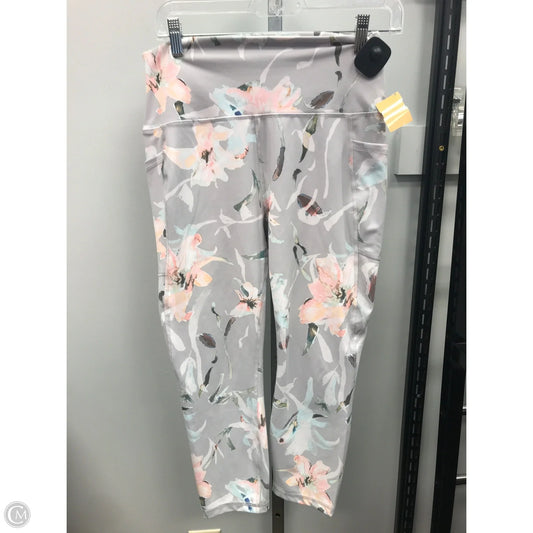 Athletic Capris By Vogo In Floral Print, Size: L