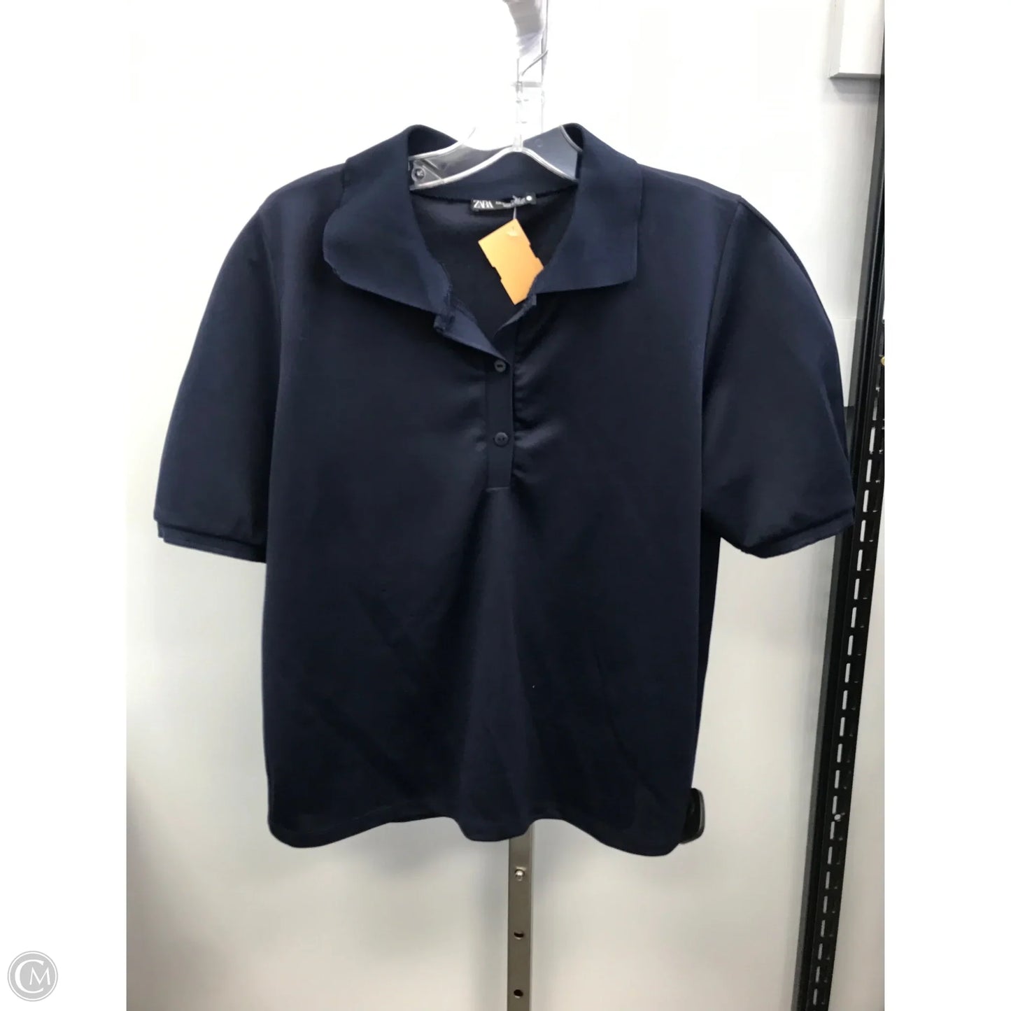 Top Short Sleeve By Zara In Navy, Size: M