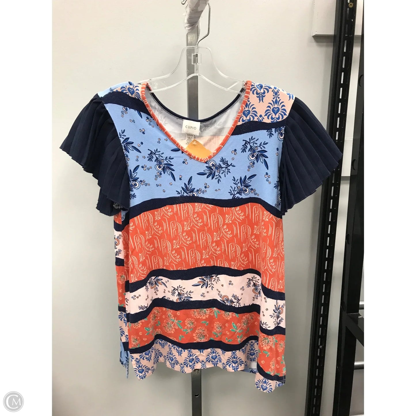 Top Short Sleeve By Cupio In Blue & Orange, Size: S