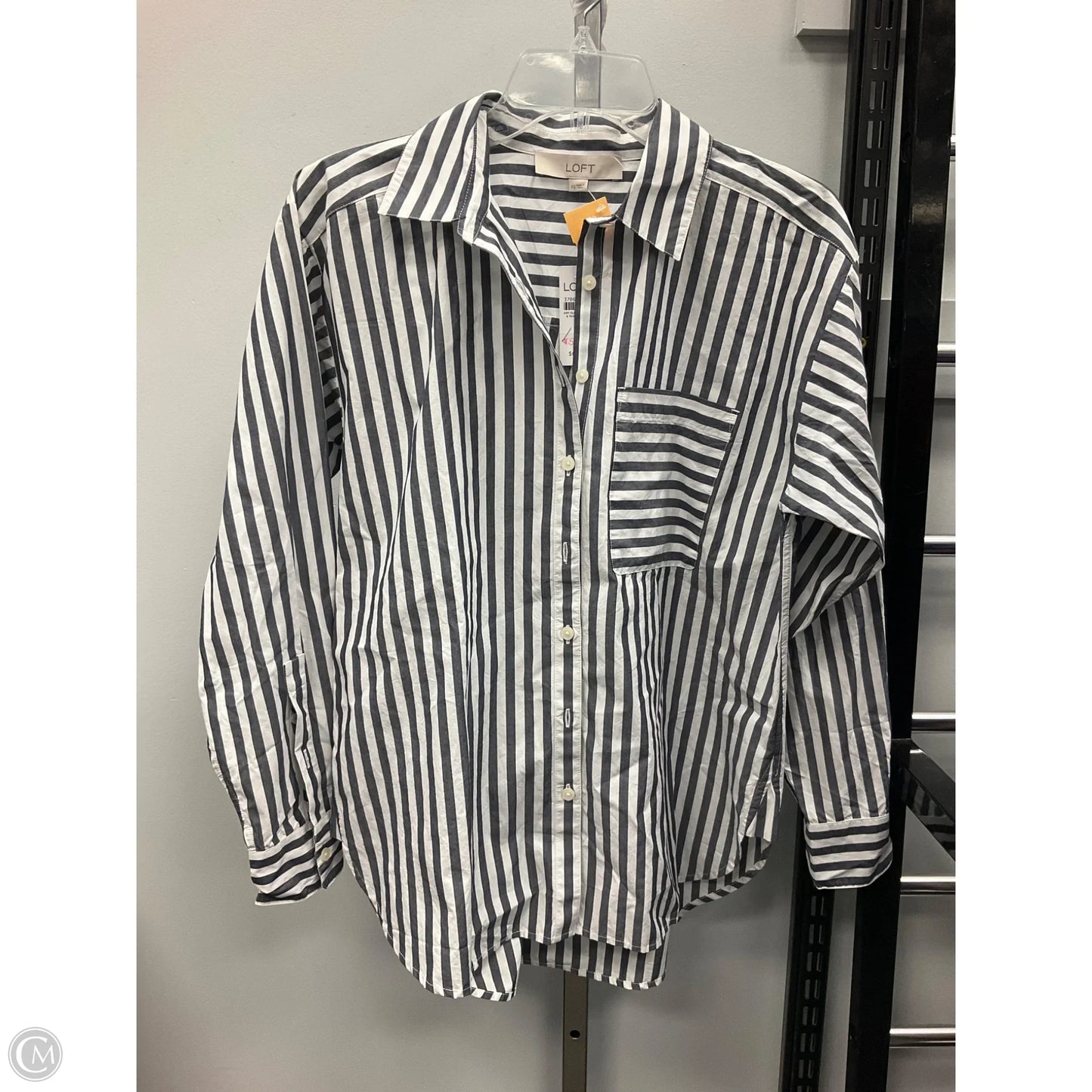 Blouse Long Sleeve By Loft In Striped Pattern, Size: Xs