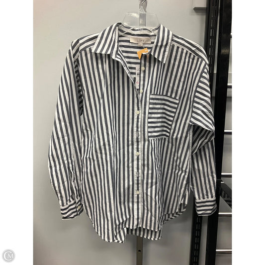 Blouse Long Sleeve By Loft In Striped Pattern, Size: Xs