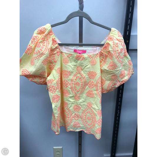 Top Short Sleeve Designer By Lilly Pulitzer In Yellow, Size: S