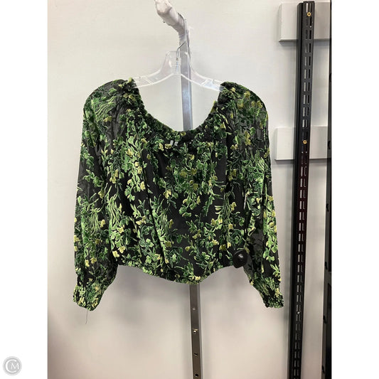 Top Long Sleeve By Anthropologie In Black & Green, Size: Xs