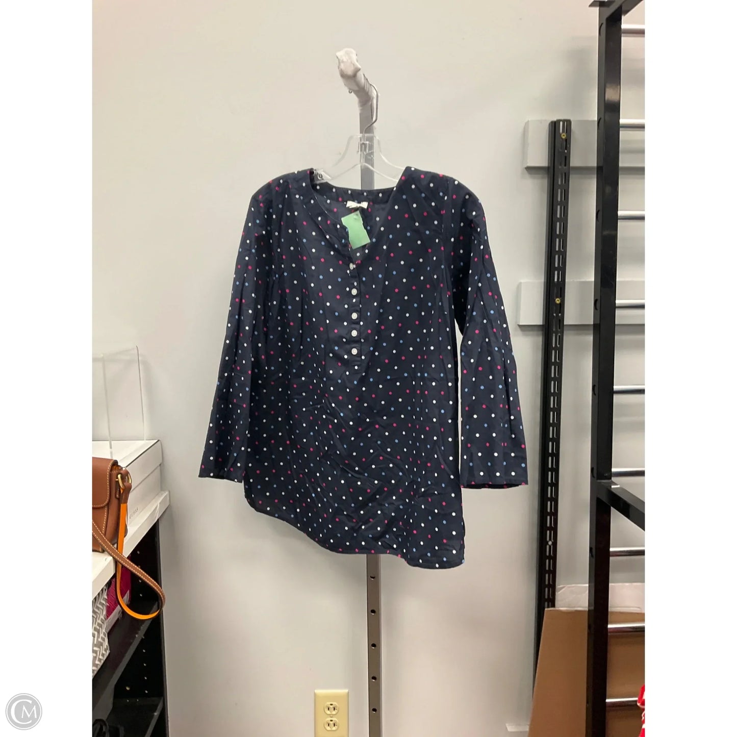 Top Long Sleeve By Talbots In Polkadot Pattern, Size: L