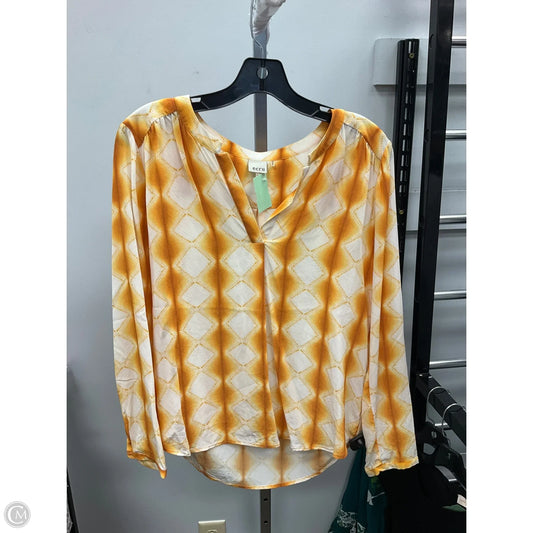 Top Long Sleeve By Ecru In White & Yellow, Size: M