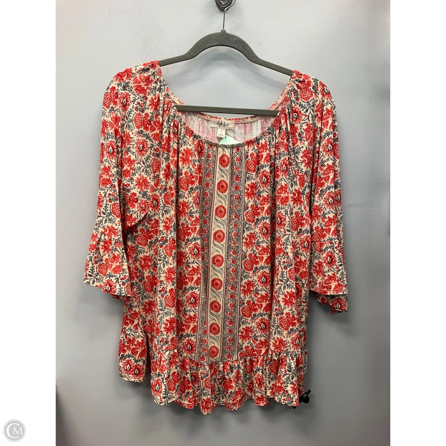 Top Short Sleeve By Style And Company In Floral Print, Size: L