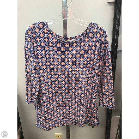 Top 3/4 Sleeve By Talbots In Geometric Pattern, Size: M