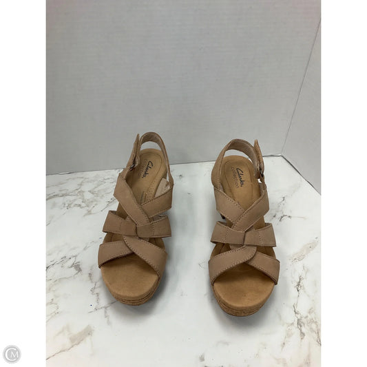 Sandals Heels Platform By Clarks In Tan, Size: 8.5