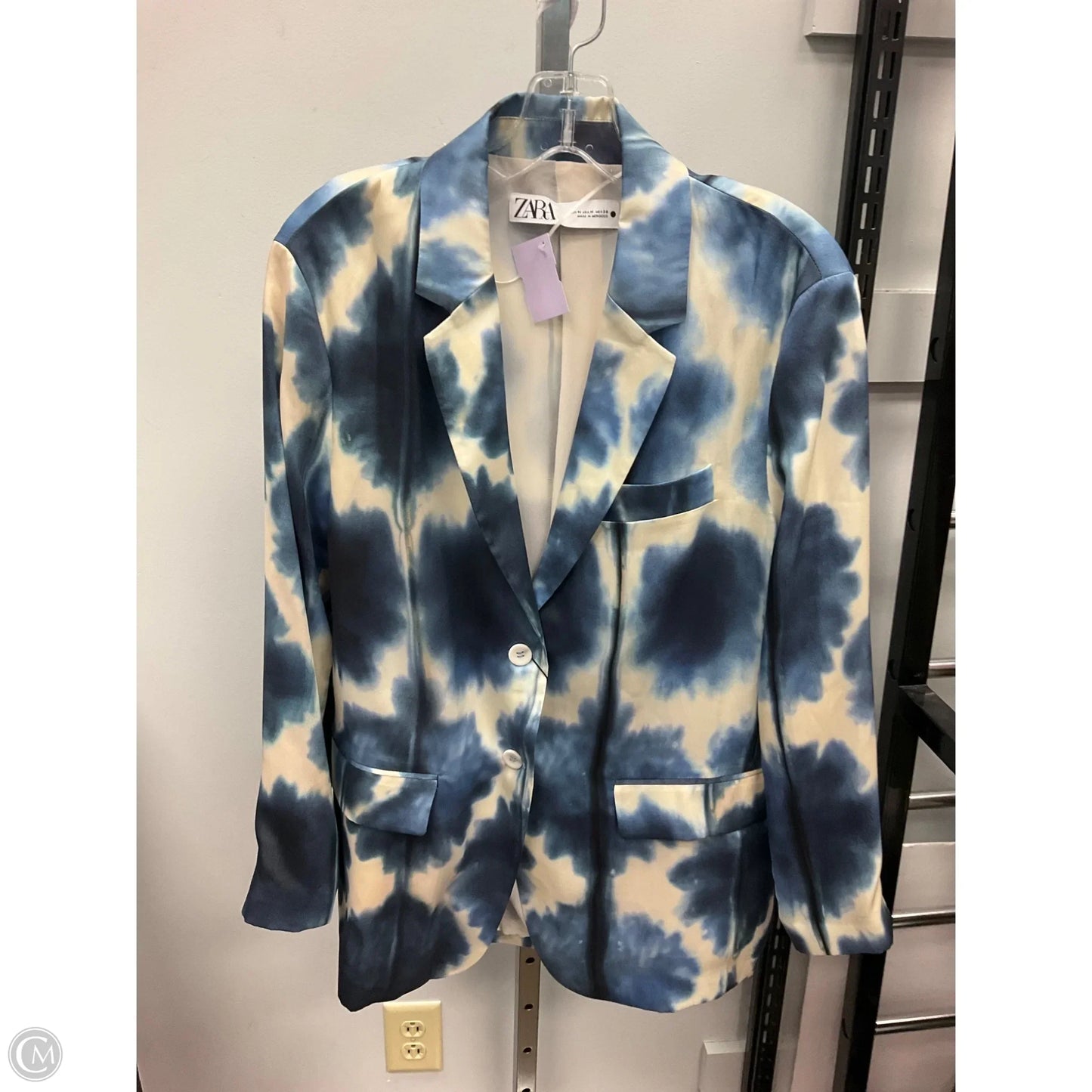 Blazer By Zara In Blue & Cream, Size: M