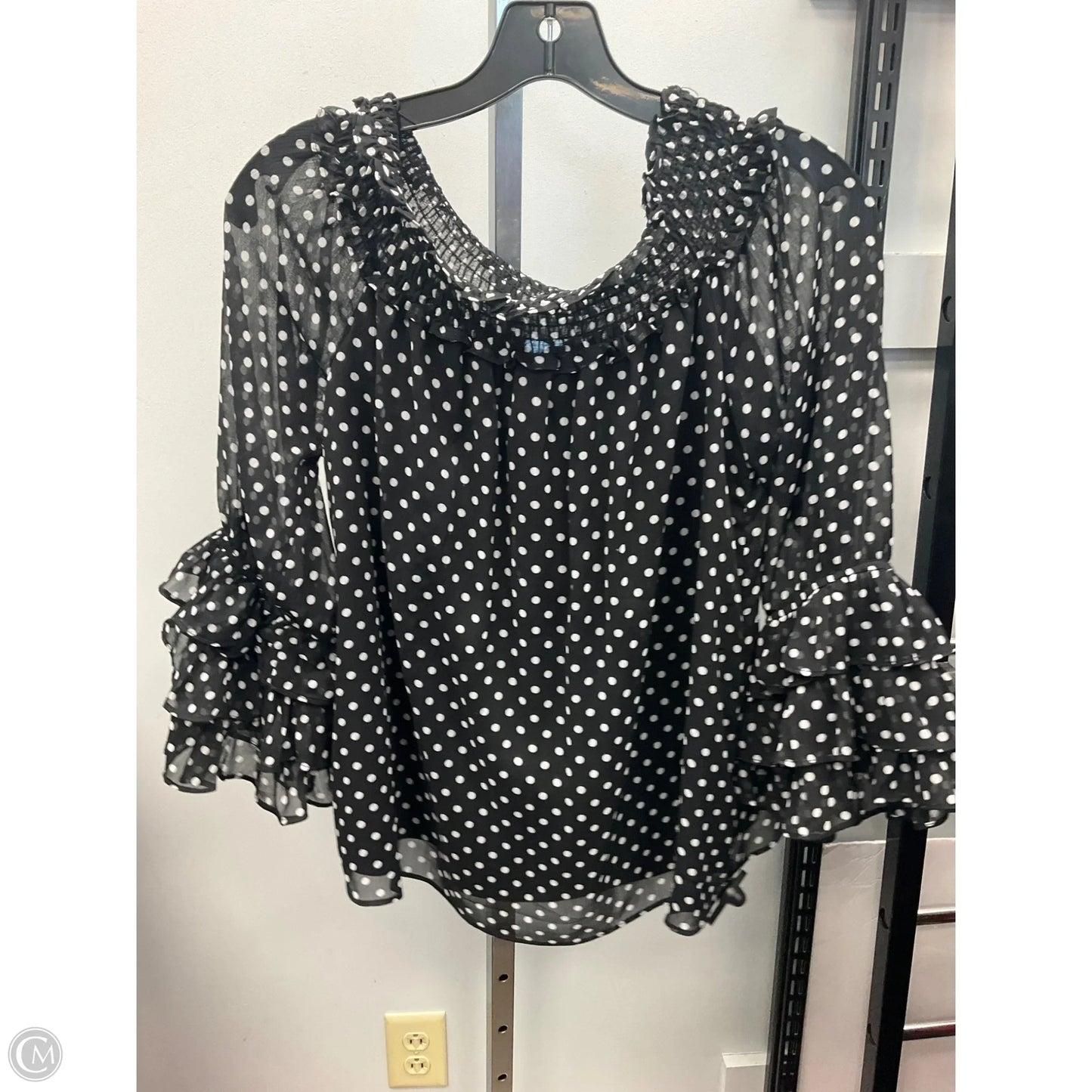 Top 3/4 Sleeve By Cece In Polkadot Pattern, Size: M