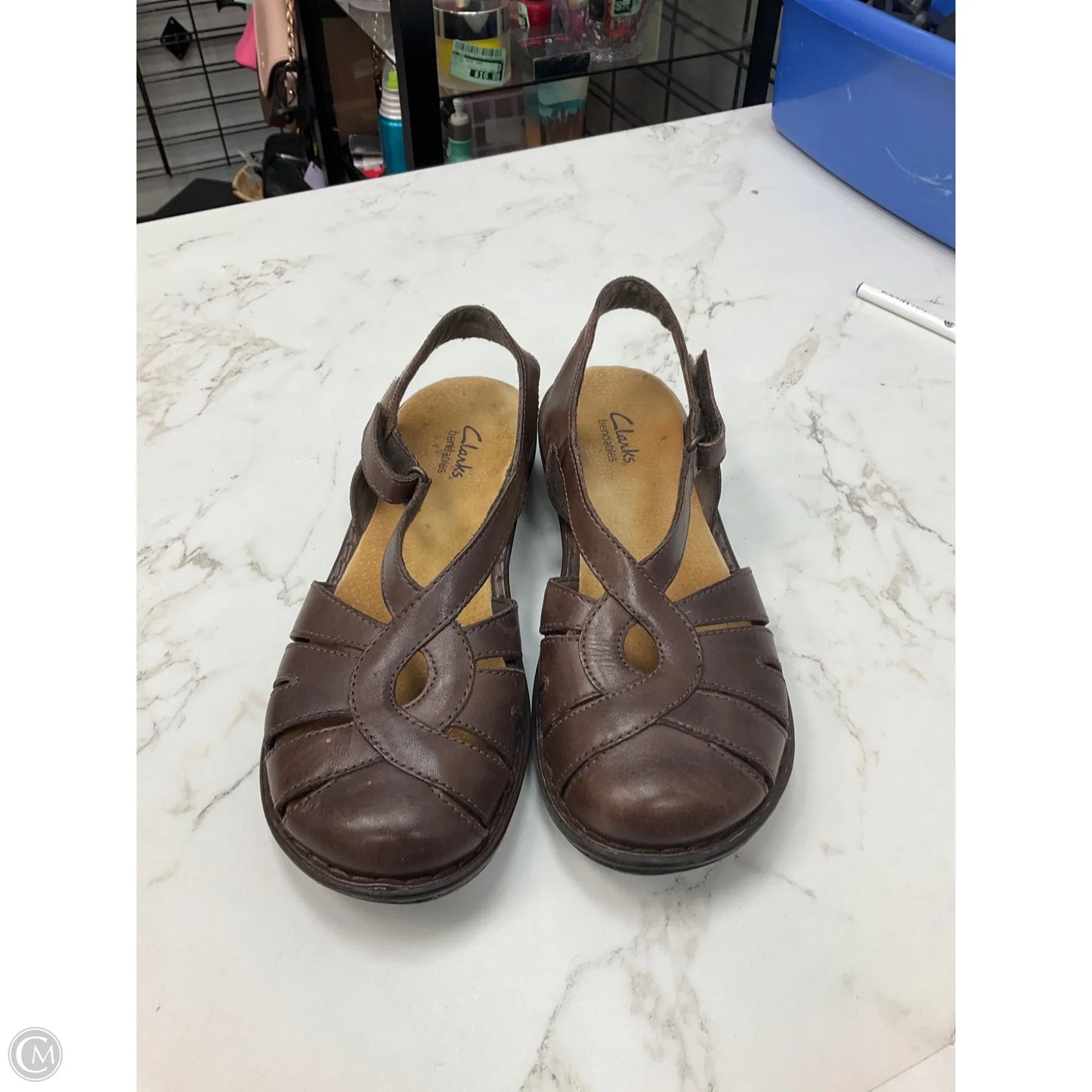 Sandals Heels Platform By Clarks In Brown, Size: 7.5