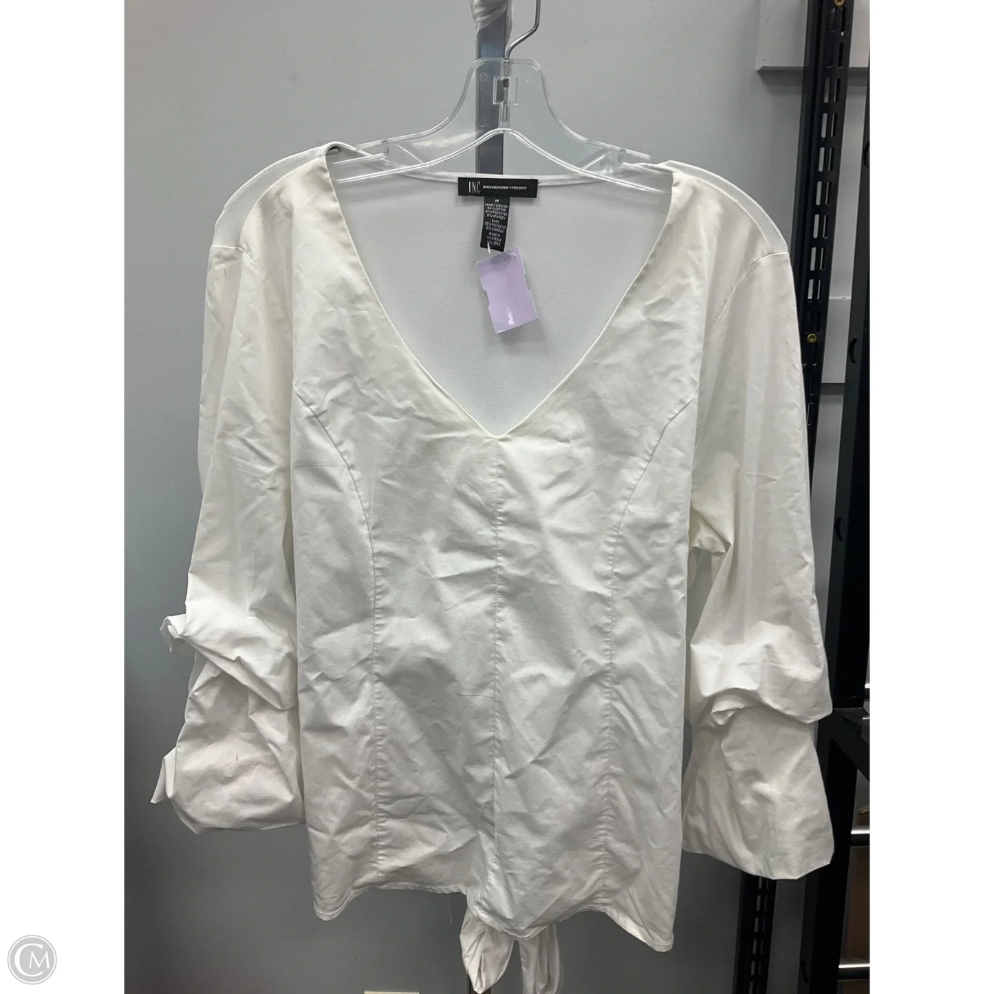Top Long Sleeve By Inc In White, Size: M