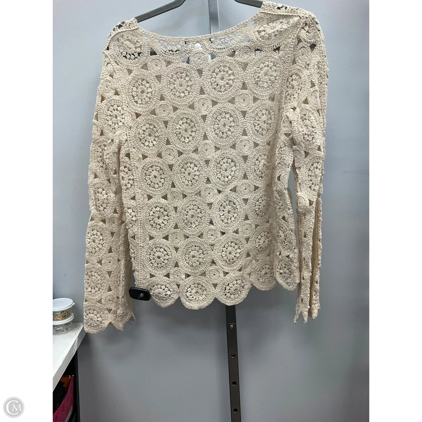 Top Long Sleeve By Charlie B In Beige, Size: S