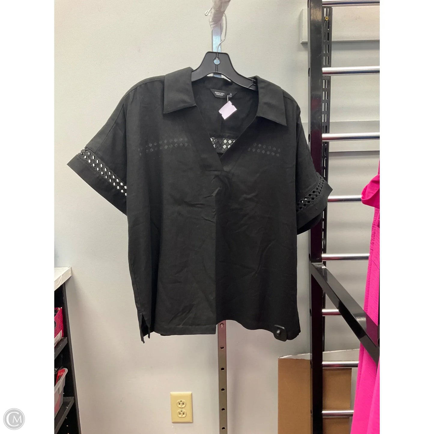 Top Short Sleeve By Simply Vera In Black, Size: Xl