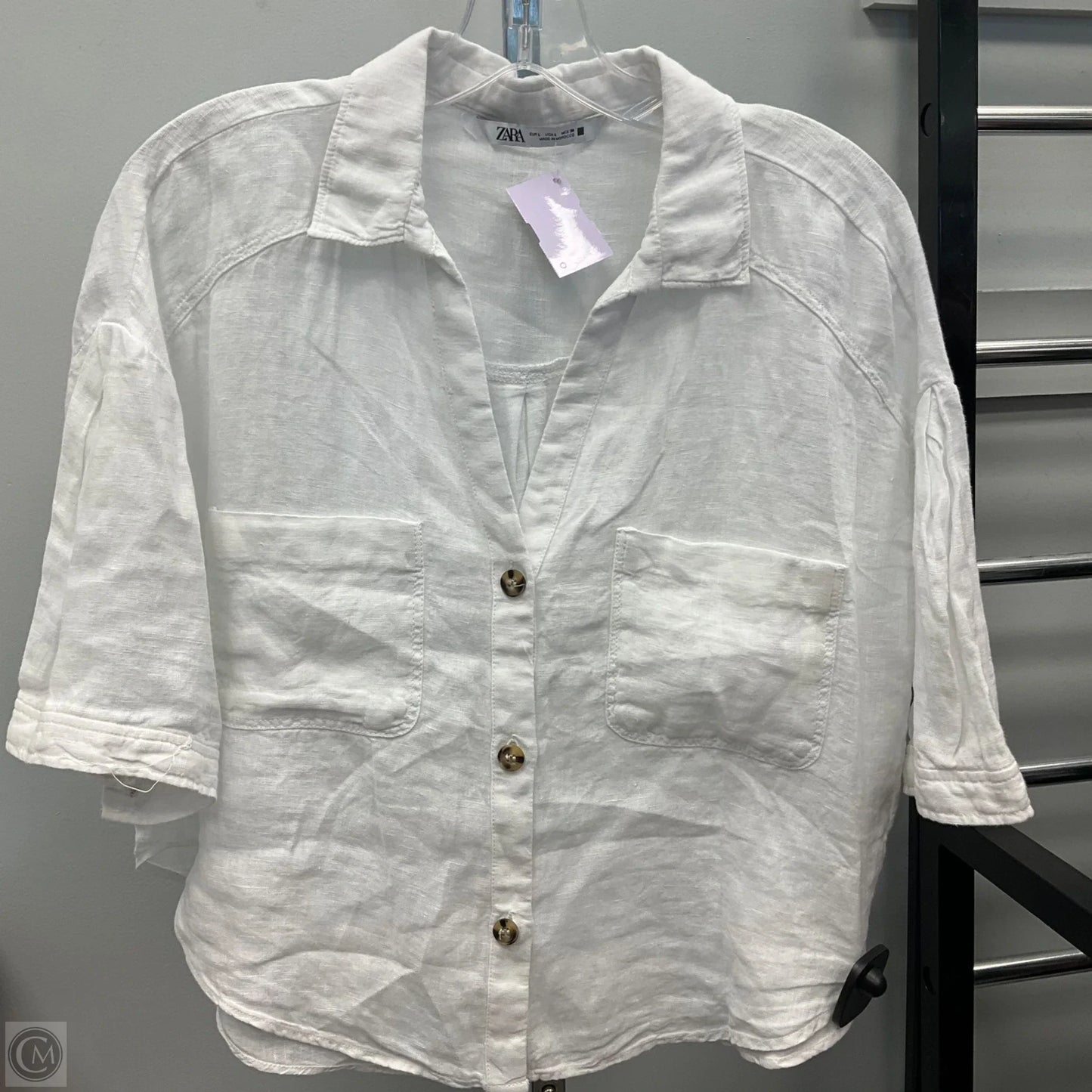 Top Short Sleeve By Zara In White, Size: L