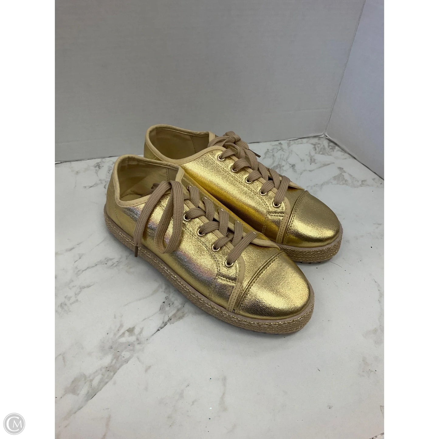 Shoes Heels Platform By Rouge In Gold, Size: 8.5