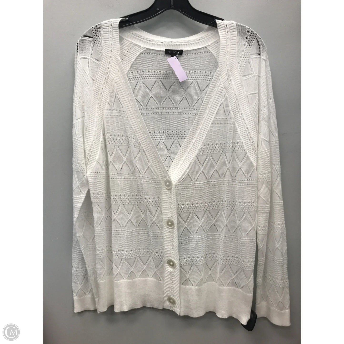 Sweater Cardigan By Talbots In White, Size: L