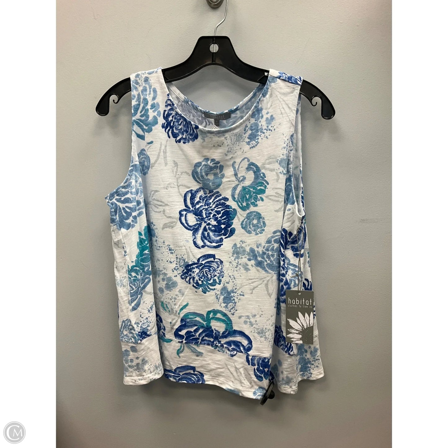Top Sleeveless By Habitat In Blue & White, Size: M