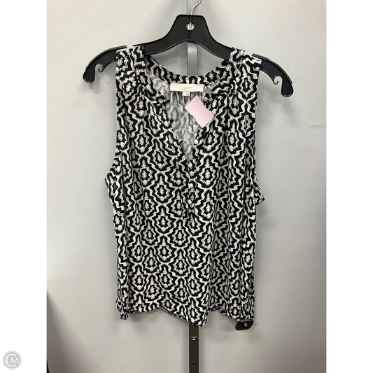 Top Sleeveless By Loft In Black & White, Size: L