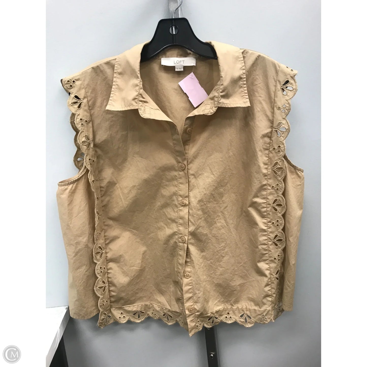 Top Sleeveless By Loft In Tan, Size: Xl