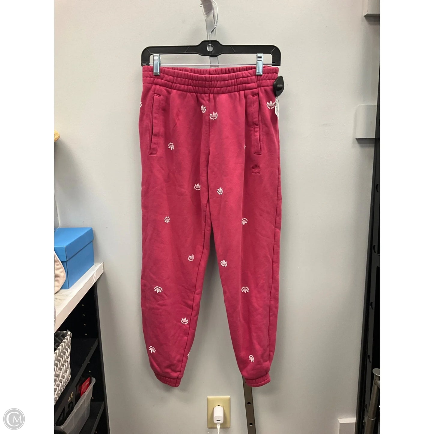 Athletic Pants By Adidas In Pink & White, Size: S