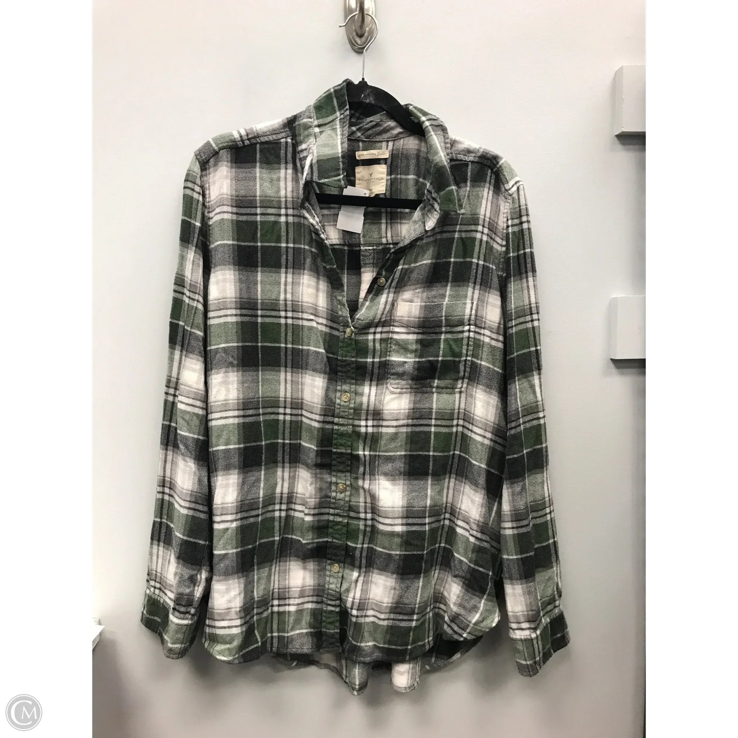 Top Long Sleeve By American Eagle In Plaid Pattern, Size: Xl