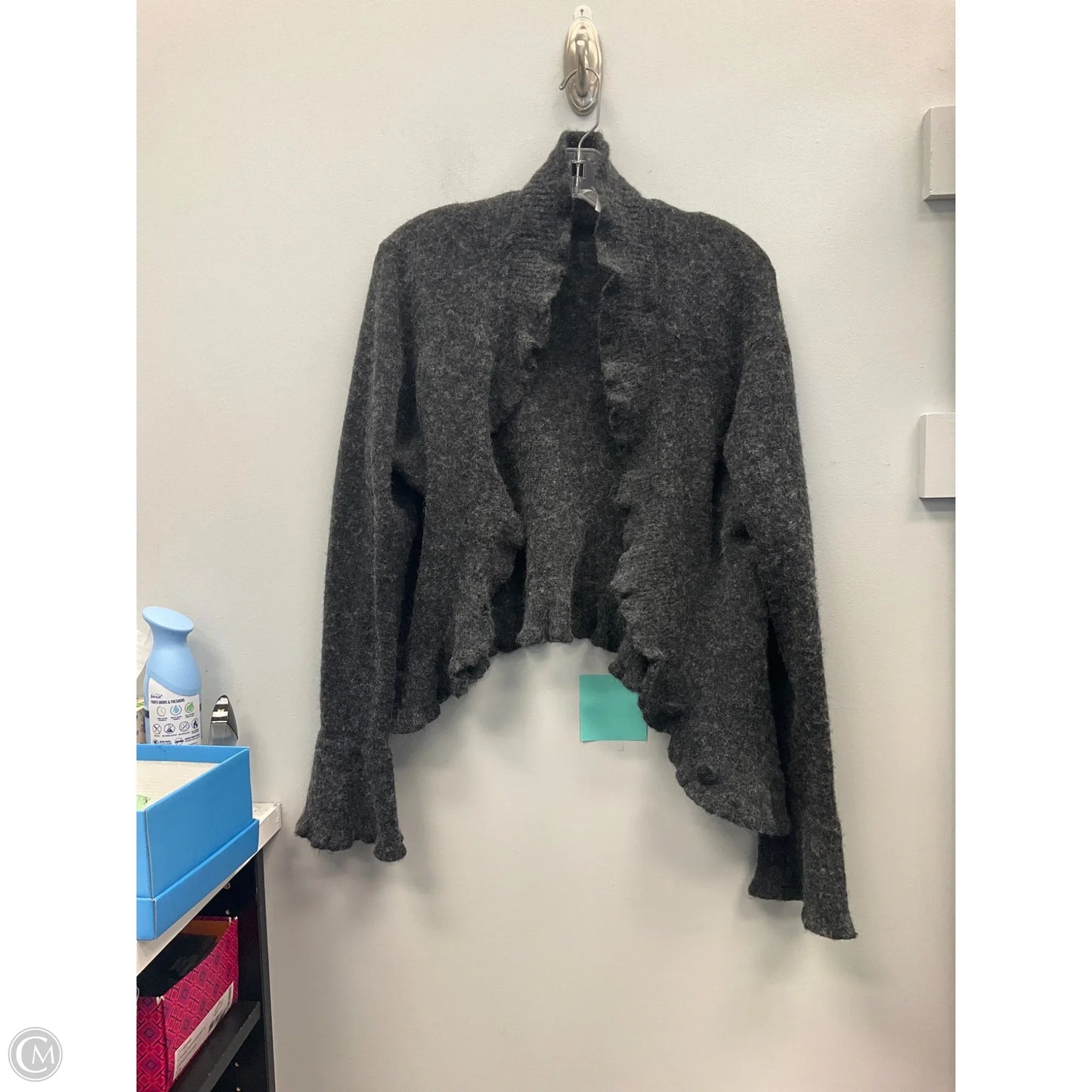Sweater Cardigan By Jillian Jones In Grey, Size: Xlp