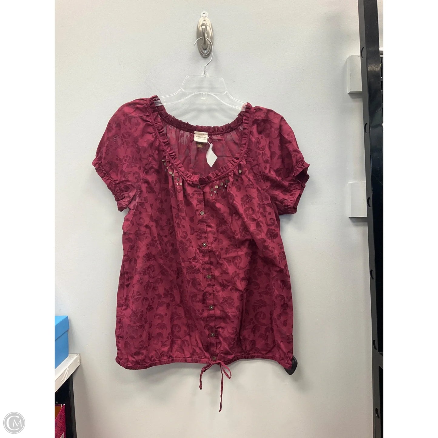 Top Short Sleeve By Sonoma In Maroon, Size: L
