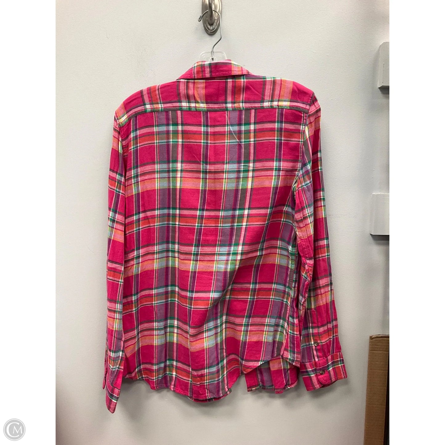 Top Long Sleeve By Chaps In Plaid Pattern, Size: M