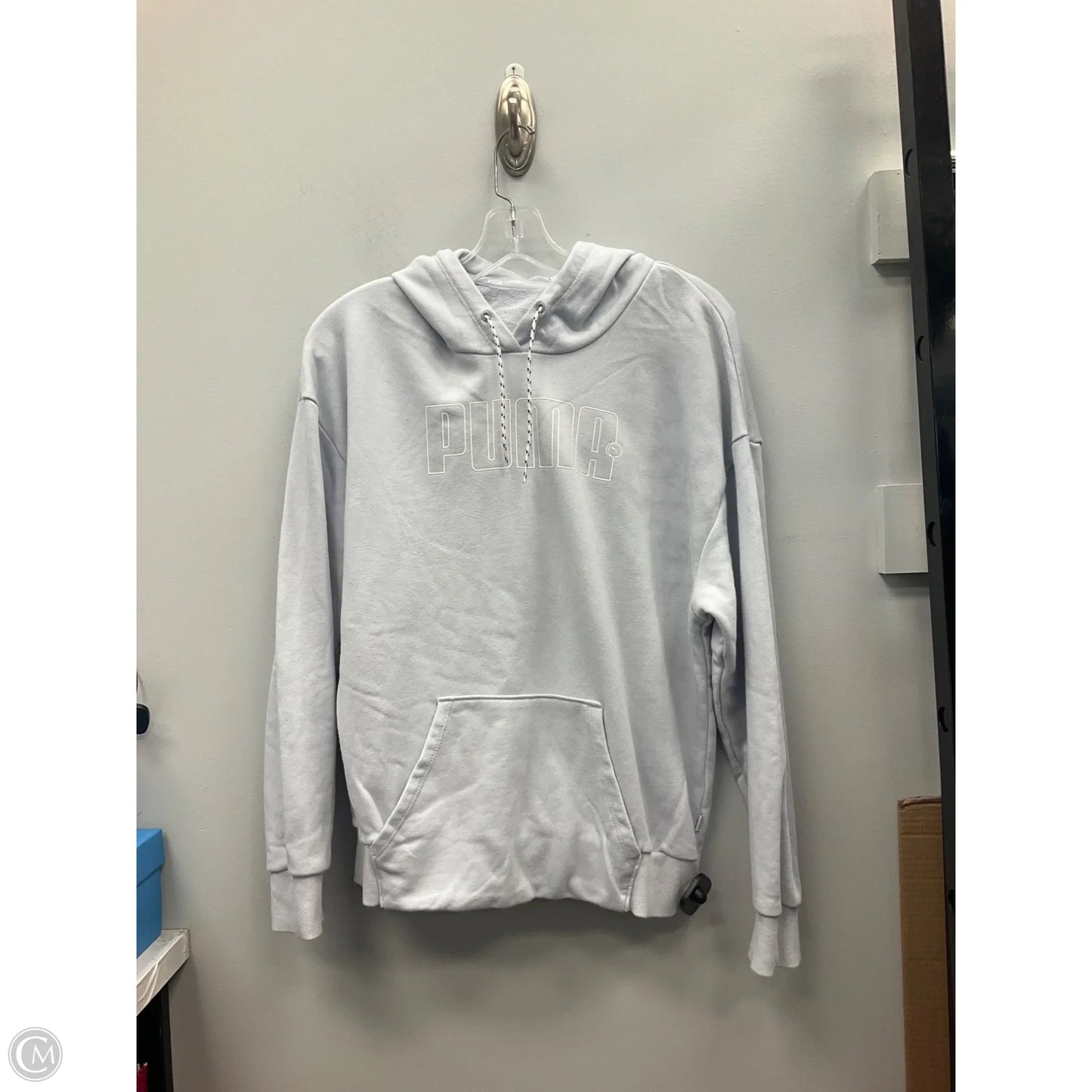 Sweatshirt Hoodie By Puma In Grey, Size: M