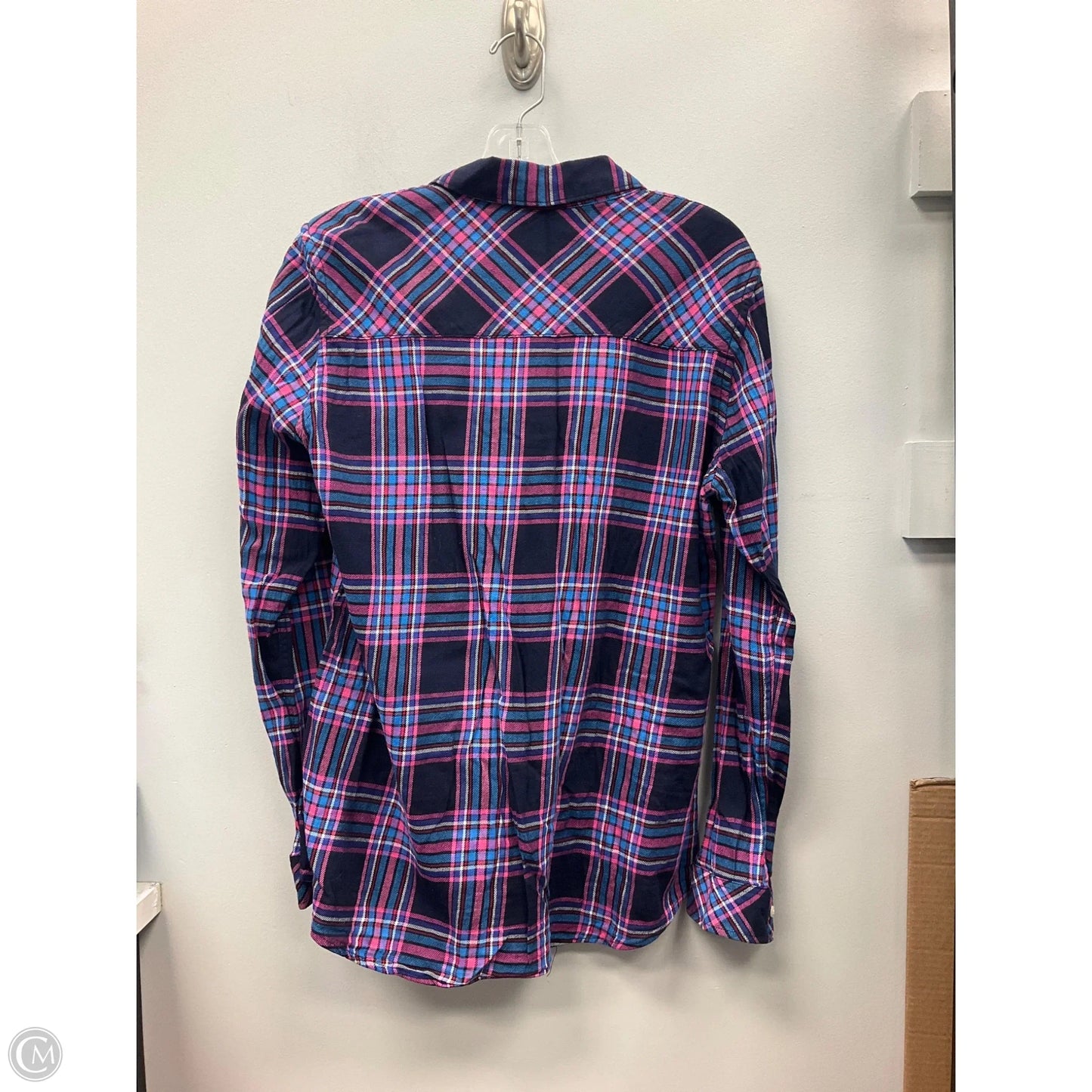 Top Long Sleeve By Gap In Plaid Pattern, Size: M