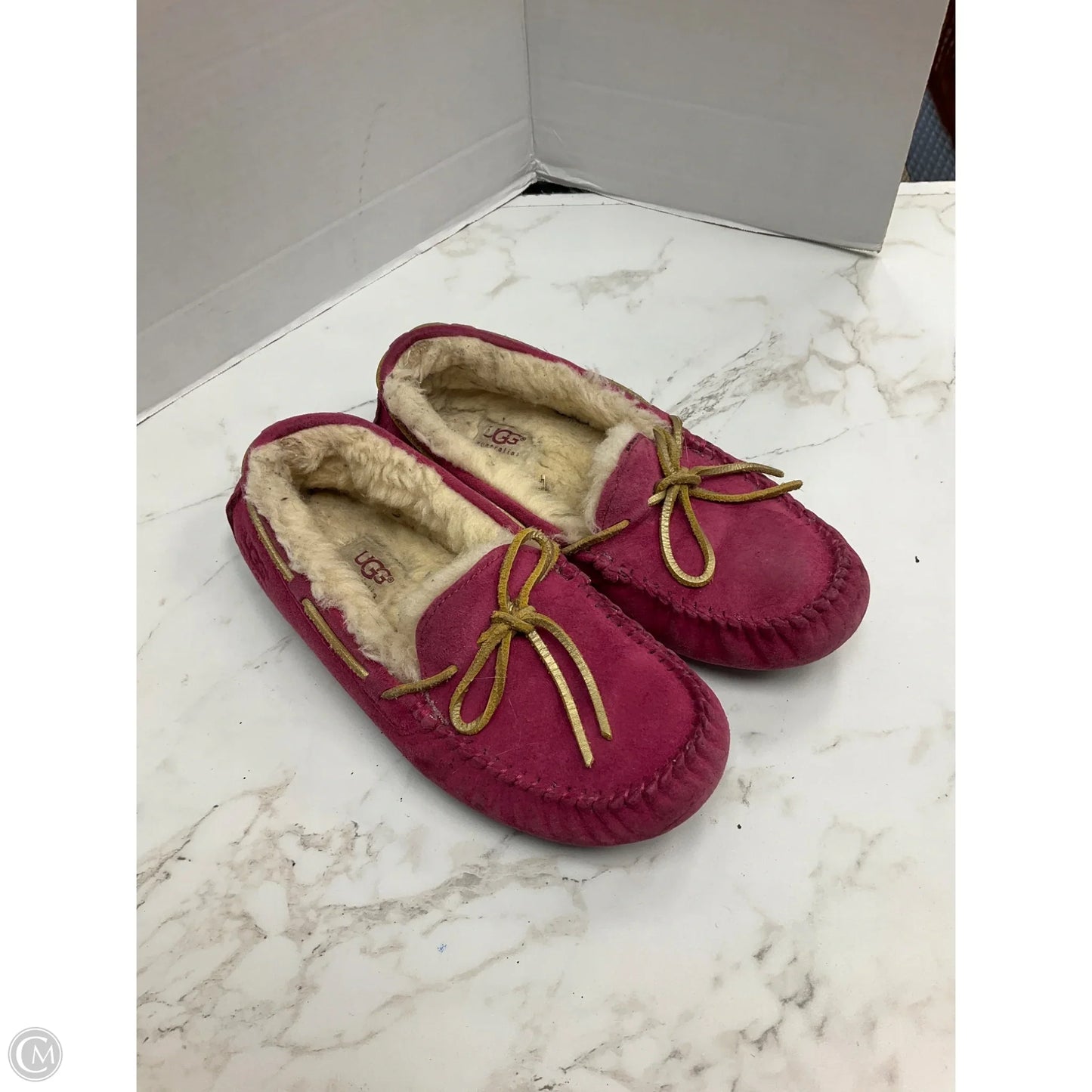 Slippers Designer By Ugg In Pink, Size: 6