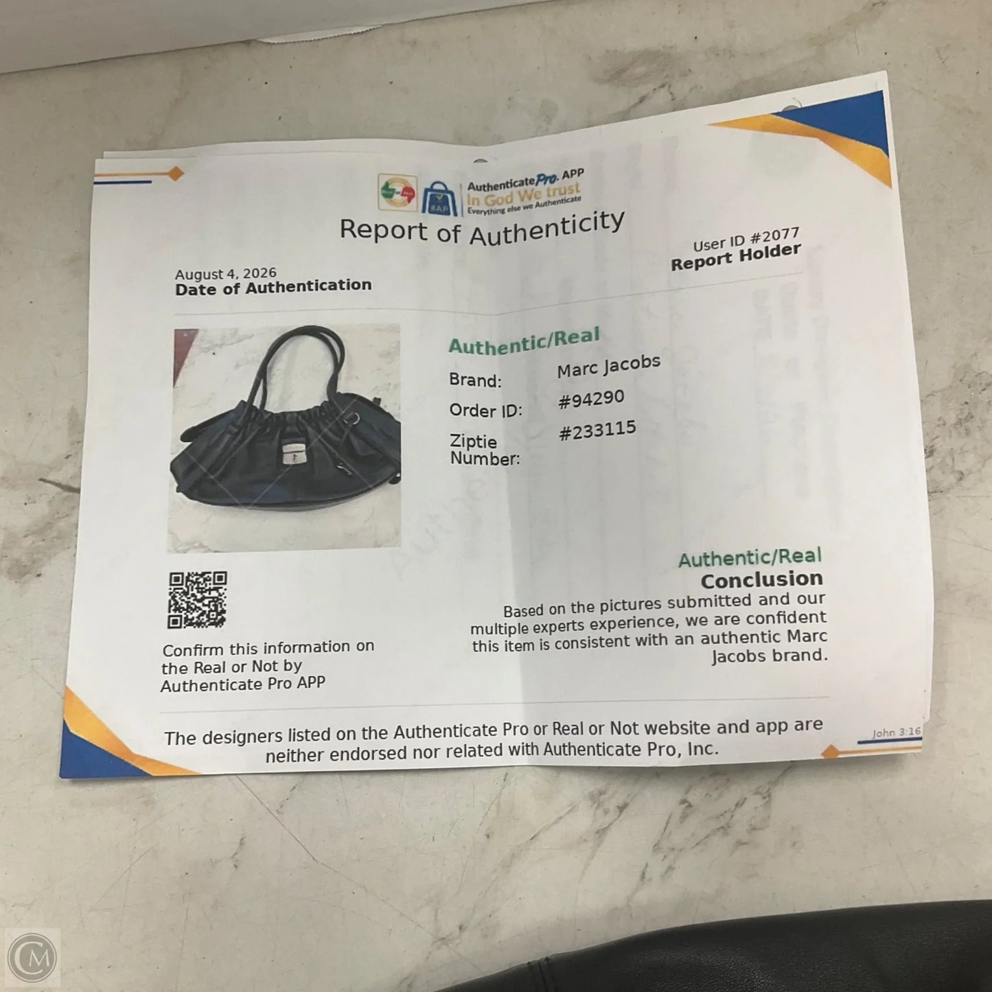 Handbag Luxury Designer By Marc Jacobs, Size: Medium