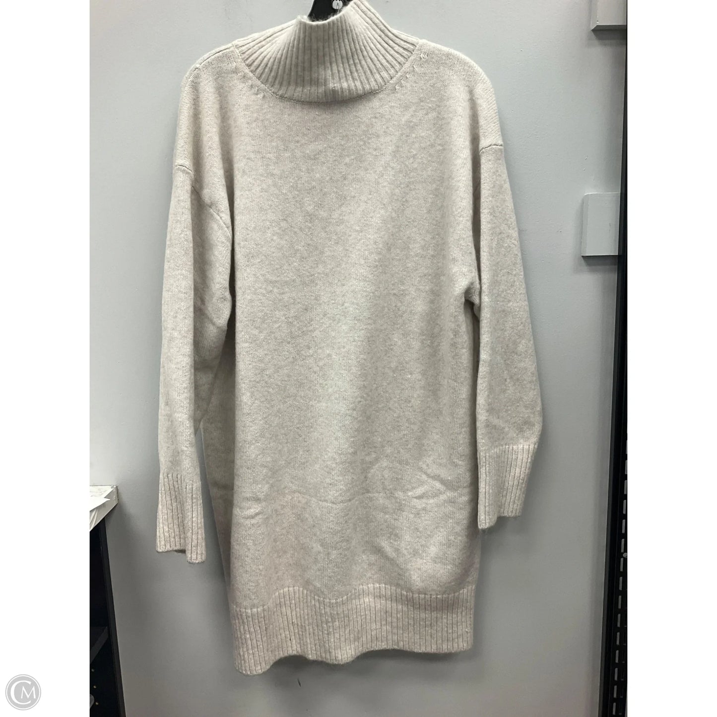 Dress Sweater By H&m In Cream & Grey, Size: L