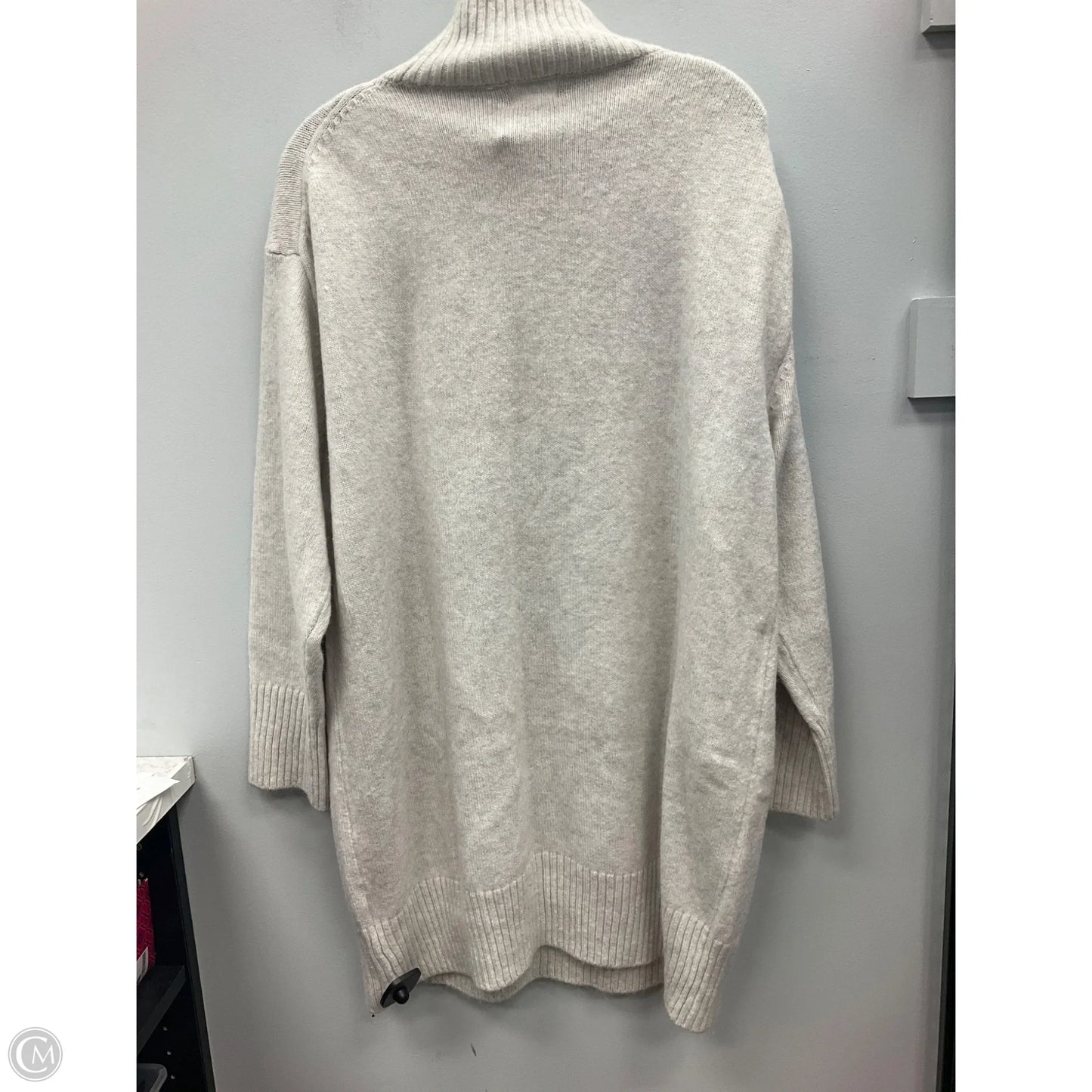 Dress Sweater By H&m In Cream & Grey, Size: L
