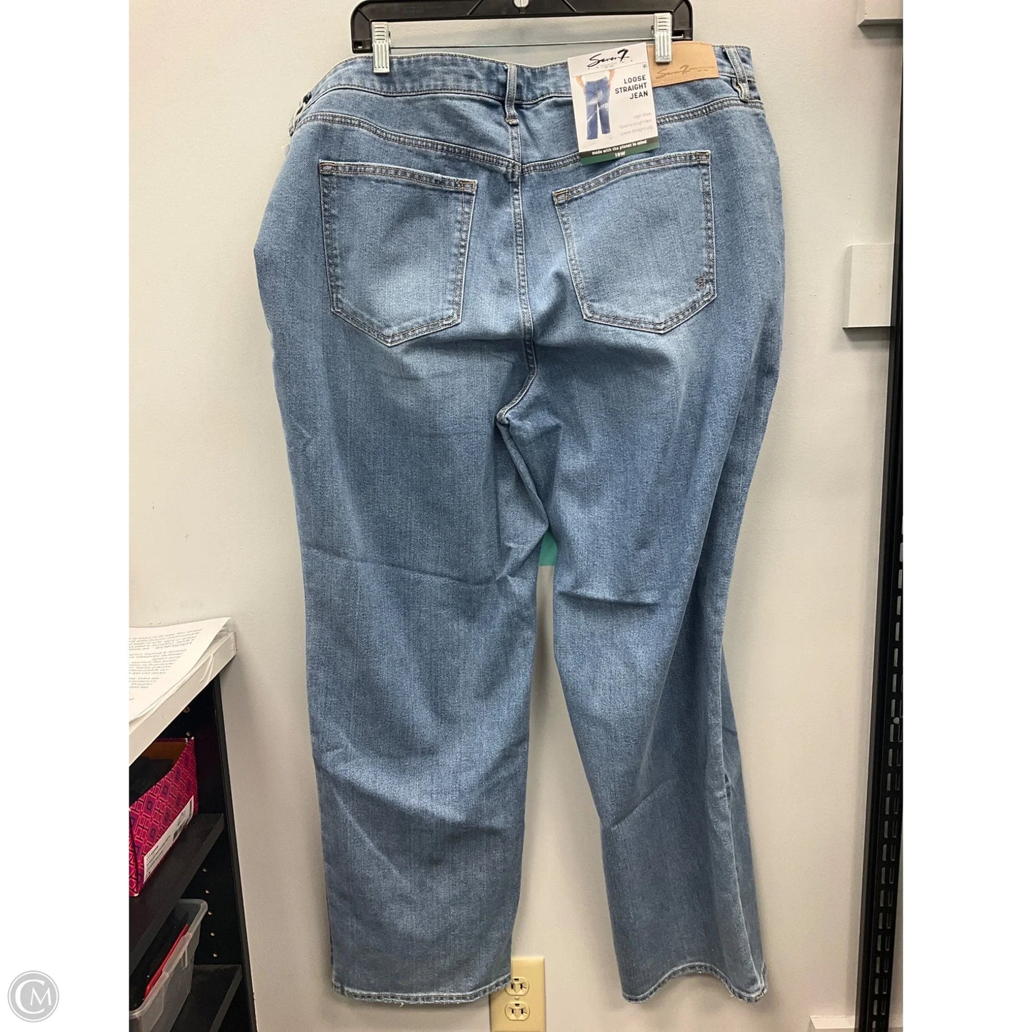 Jeans Straight By Seven 7 In Blue Denim, Size: 18