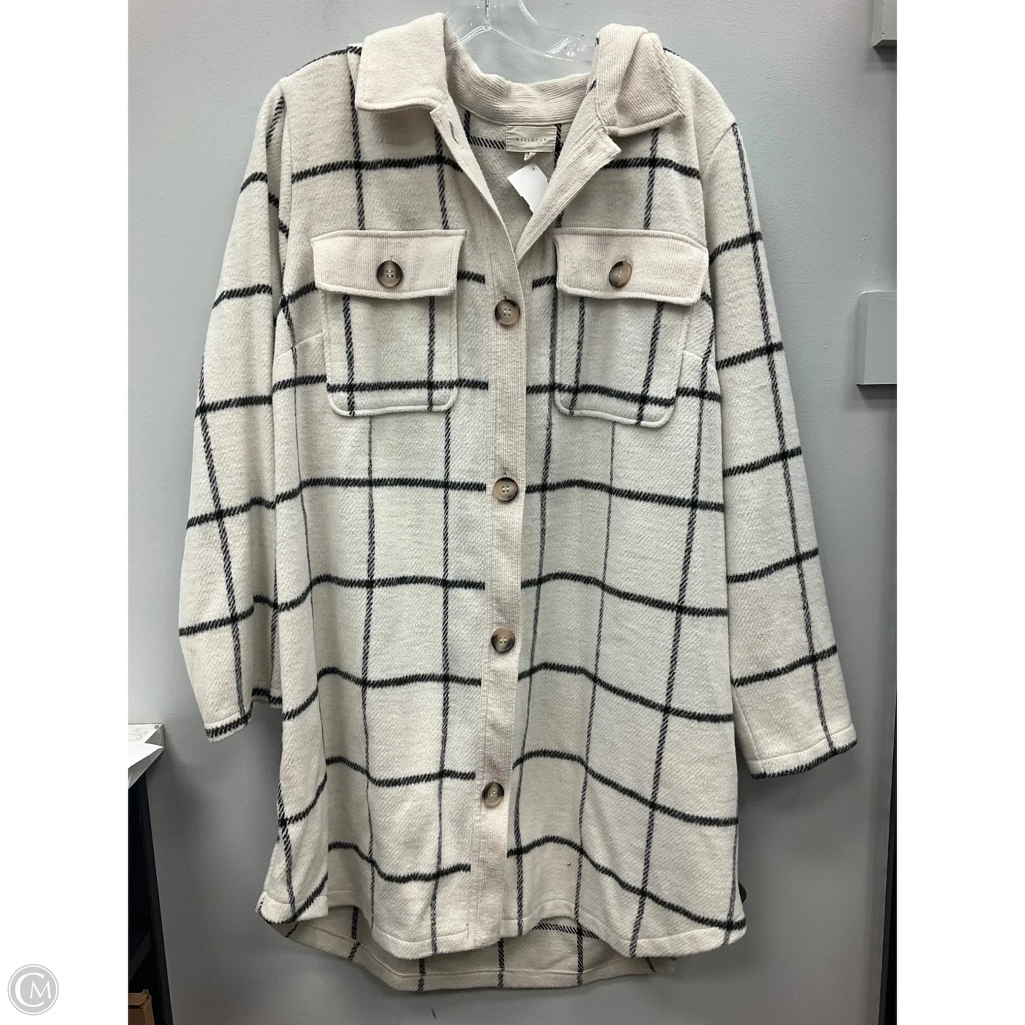 Jacket Shirt By Melloday In Cream, Size: 2x